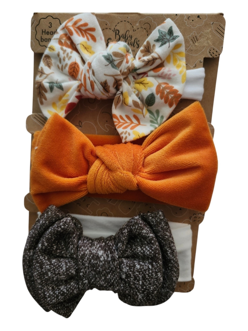 Baby Girls NWT Fall Leaf & Orange Bow Headband Set Of 3